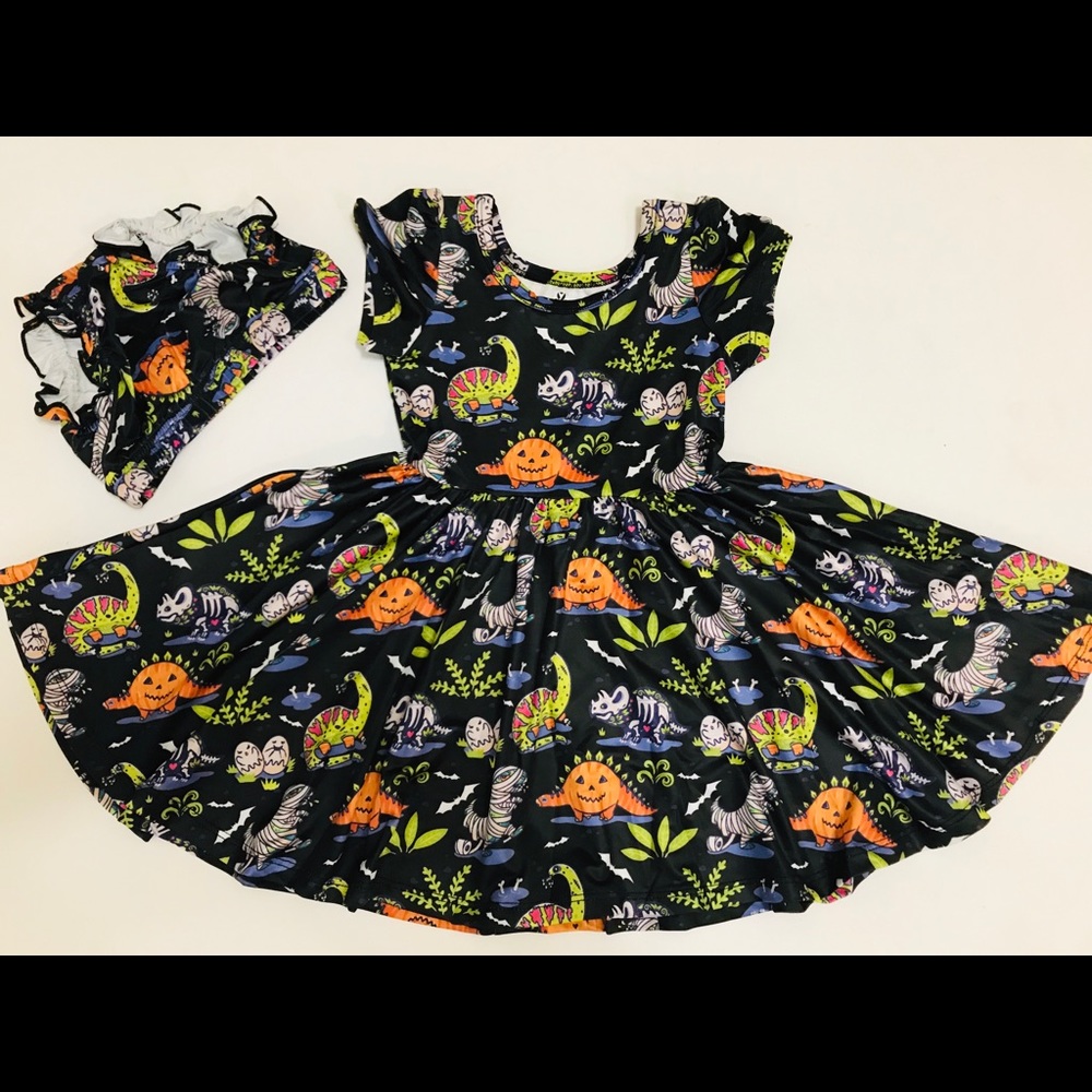 Halloween Dino Twirl Dress